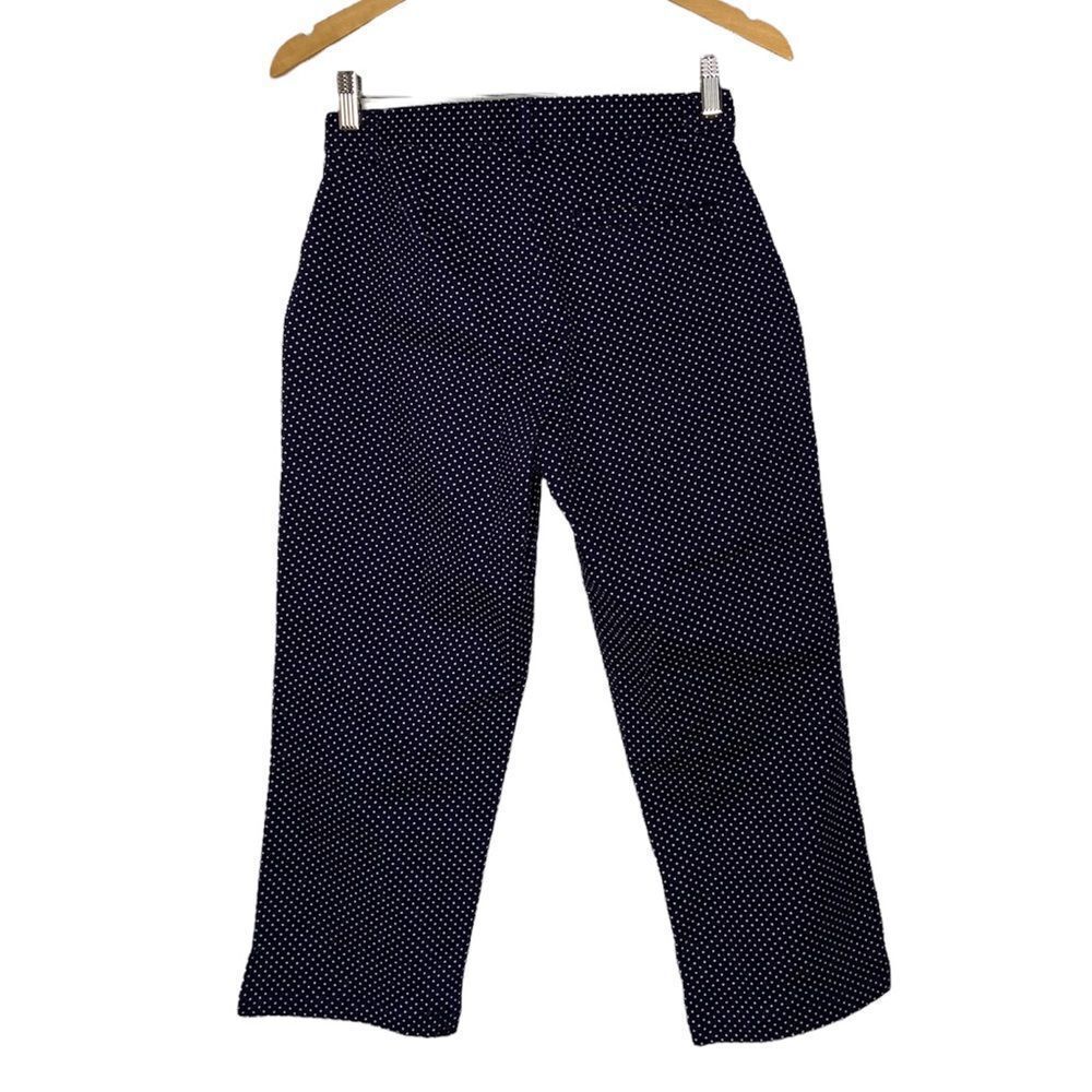Navy Blue and White Polka Dot Capri Pants - Picture 2 of 2